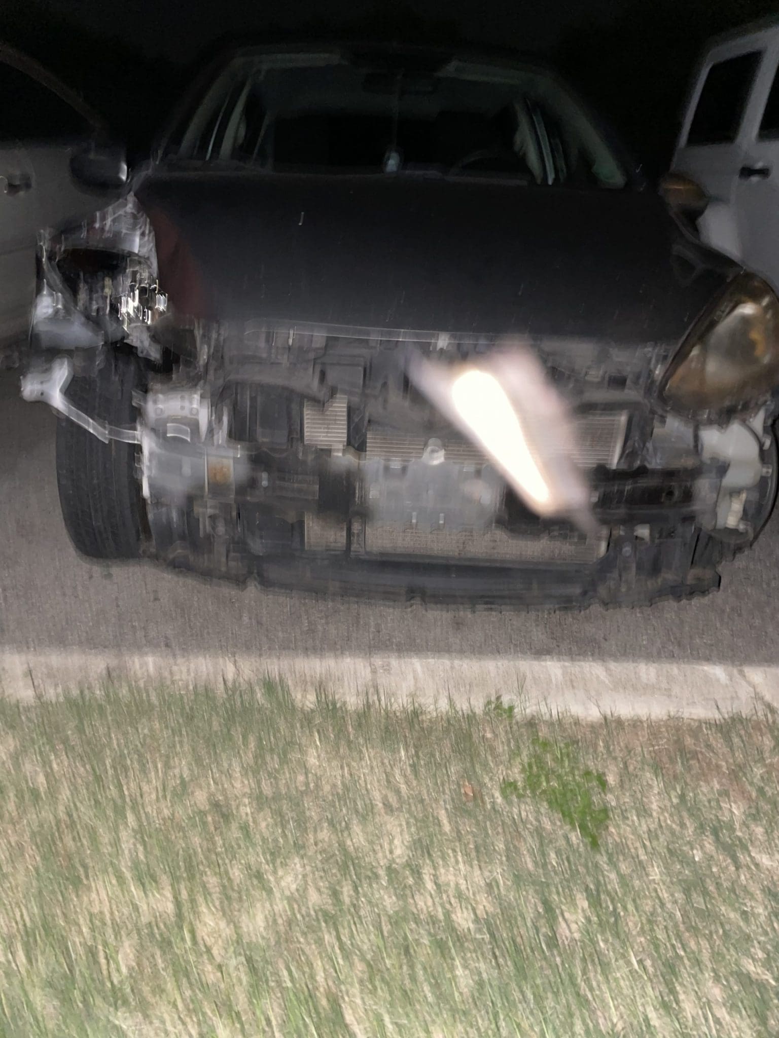 Front end damage after an accident